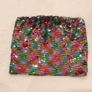 Rainbow Sequin Tube Crop Too